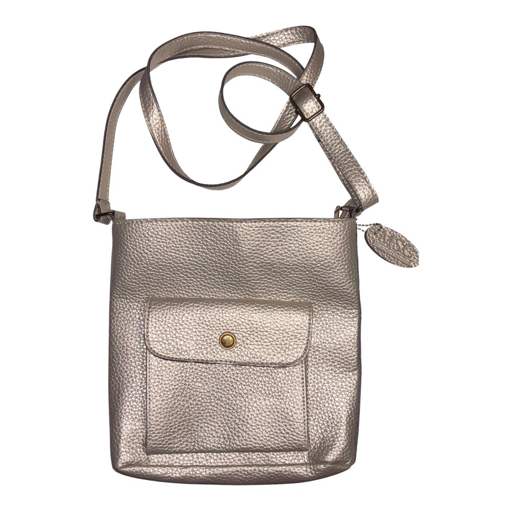 Mainstreet Collection Metallic Pebble Crossbody Bag Champagne Gold Bee Pocket